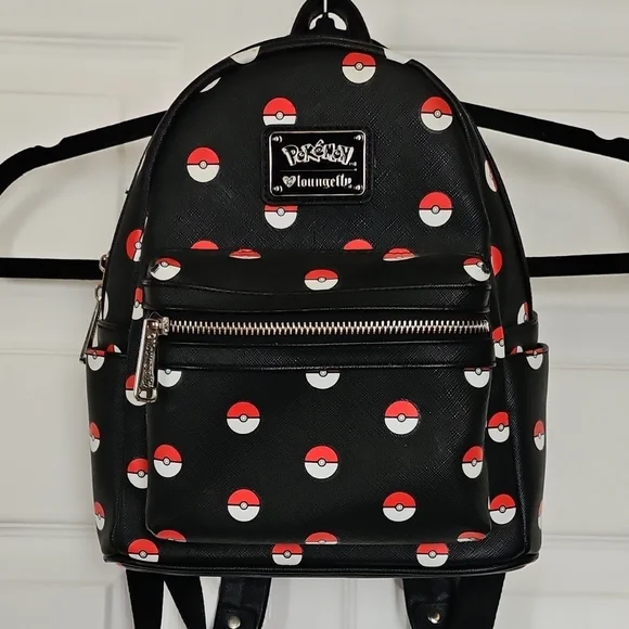 Loungefly Black Backpack with Red and White Pokéball Design Loungefly Disney Minnie Mouse Black and White Polka Dot Mini  main image 4
